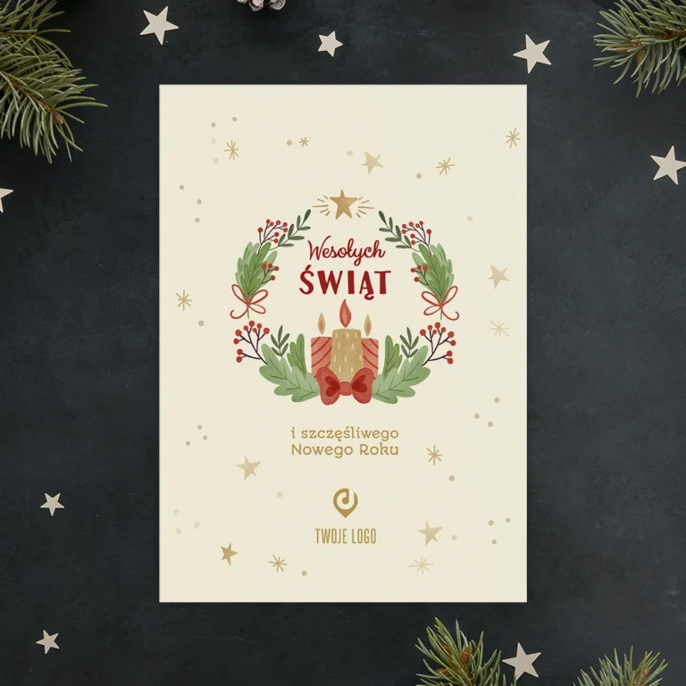 Kartka świąteczna ŚWIĄTECZNY WIENIEC z Twoim logo
