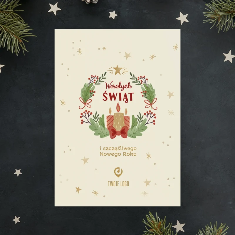Kartka świąteczna ŚWIĄTECZNY WIENIEC z Twoim logo