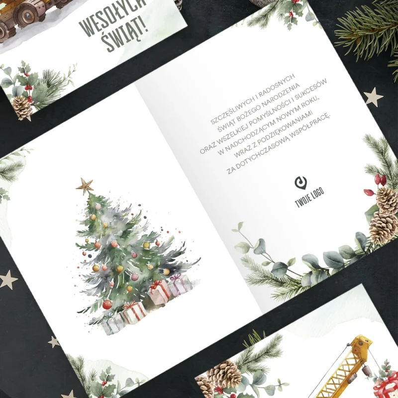 Kartka świąteczna ŚWIĘTA NA BUDOWIE z Twoim logo