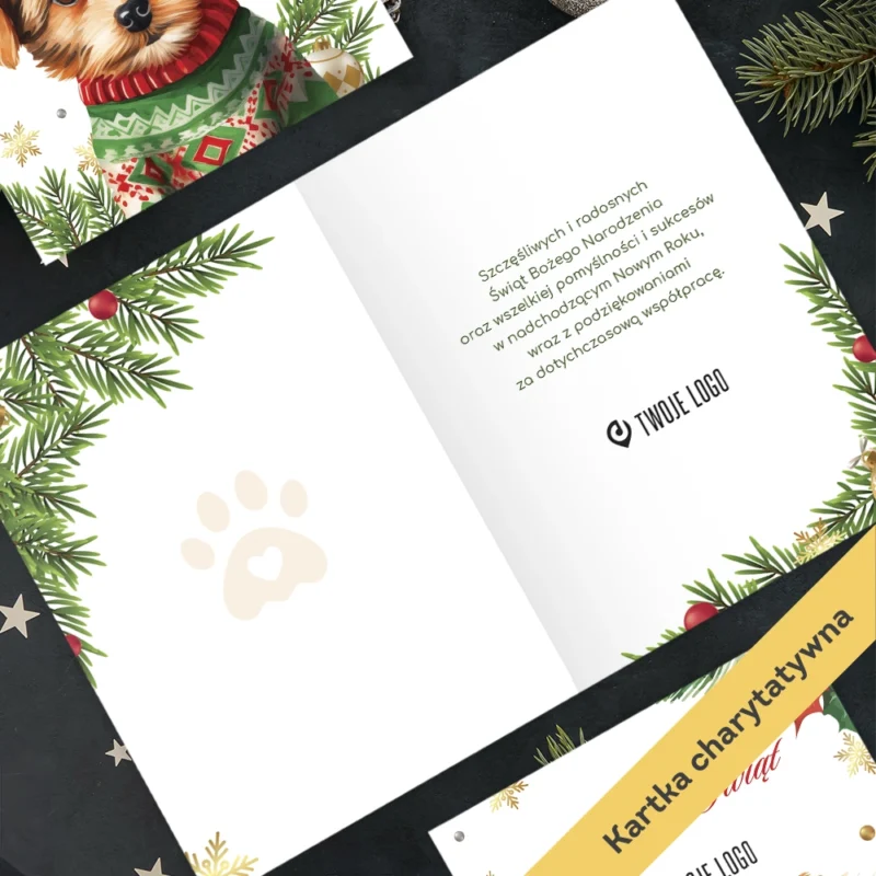 Kartka świąteczna WESOŁYCH PSIĄT z Twoim logo