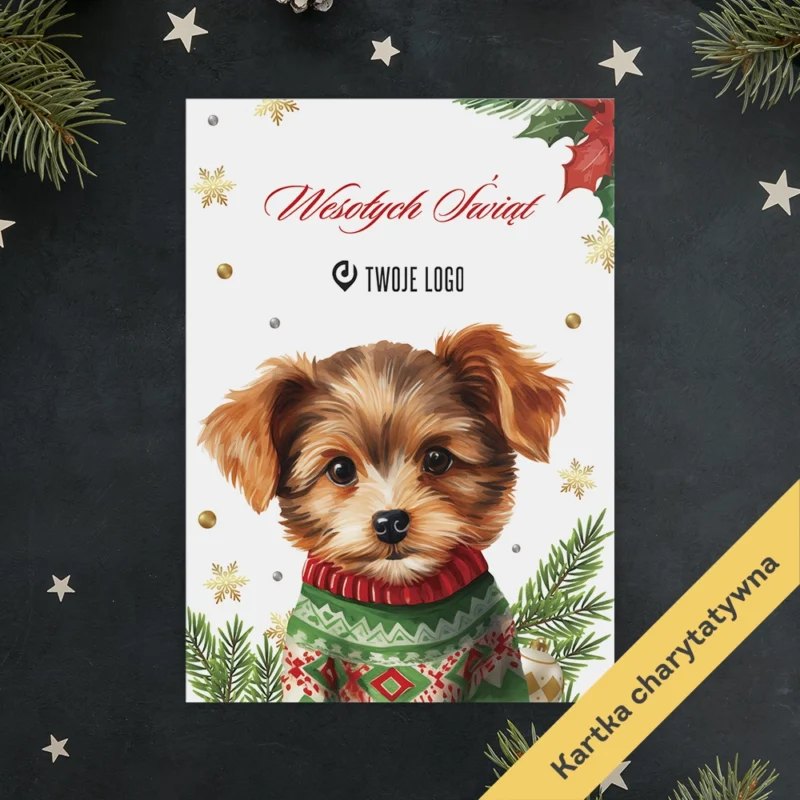 Kartka świąteczna WESOŁYCH PSIĄT z Twoim logo