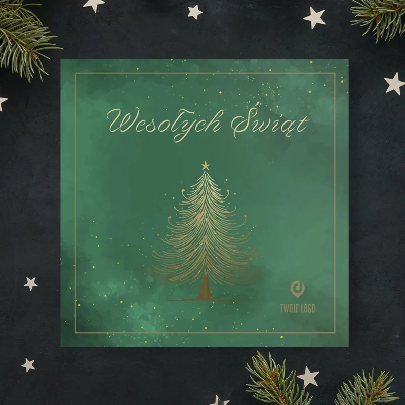 Kartka świąteczna ZIELONA ELEGANCJA z Twoim logo