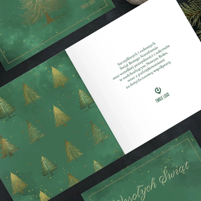 Kartka świąteczna ZIELONA ELEGANCJA z Twoim logo