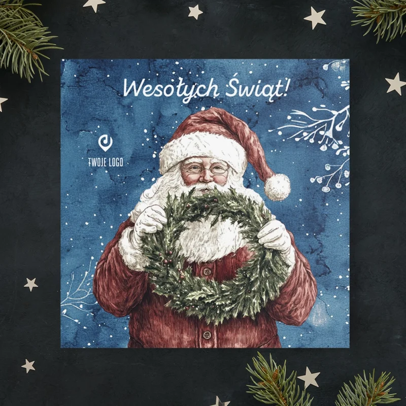 Kartka świąteczna ZIMOWY MIKOŁAJ z Twoim logo