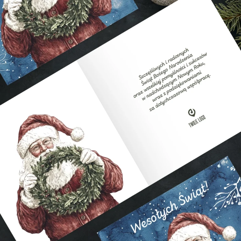 Kartka świąteczna ZIMOWY MIKOŁAJ z Twoim logo