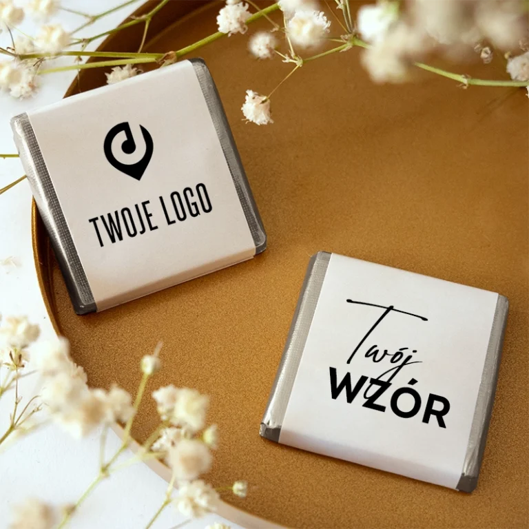 Czekoladki z logo firmy TWÓJ WZÓR srebrna folijka