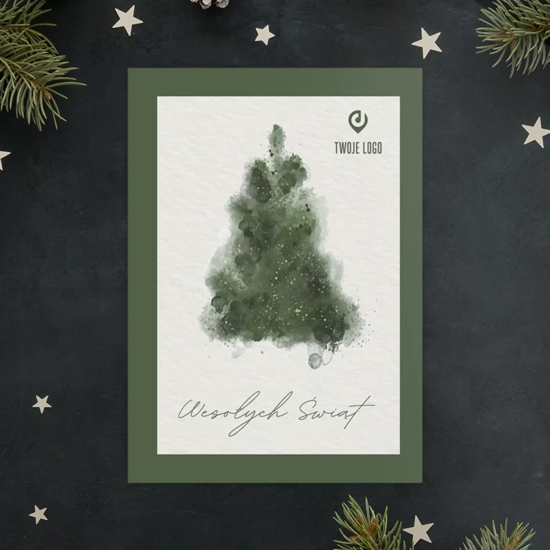 Kartka świąteczna AKWARELOWA CHOINKA z Twoim logo