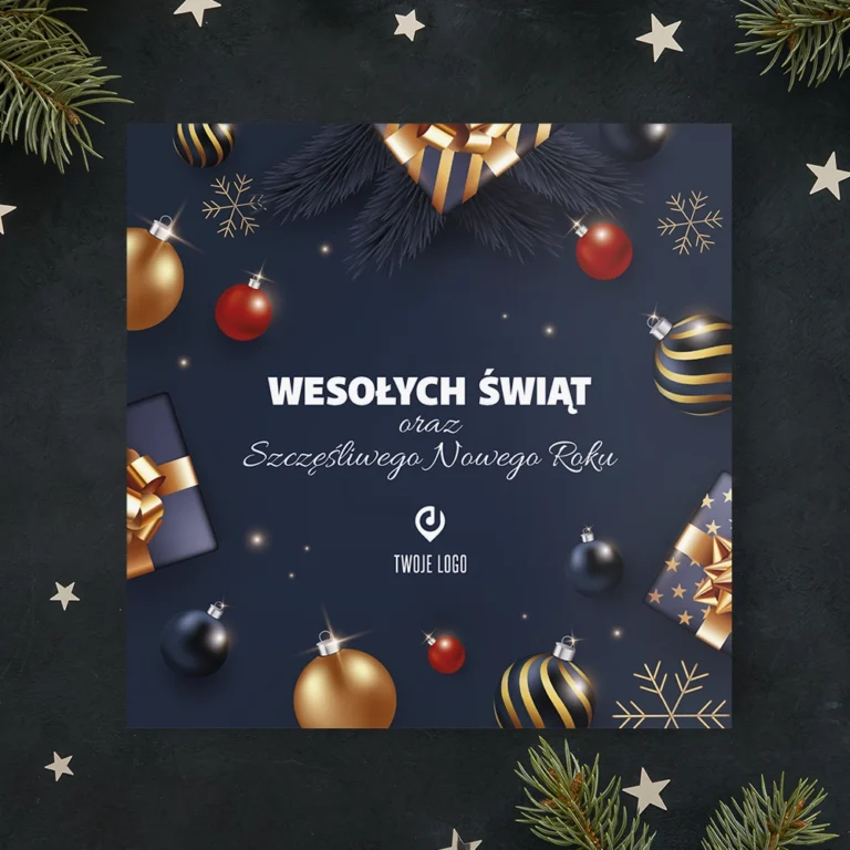 Kartka świąteczna GRANATOWY SZYK z Twoim logo