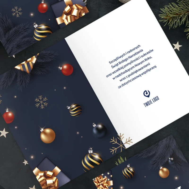 Kartka świąteczna GRANATOWY SZYK z Twoim logo