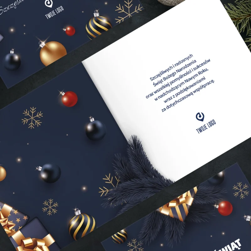 Kartka świąteczna GRANATOWY SZYK z Twoim logo