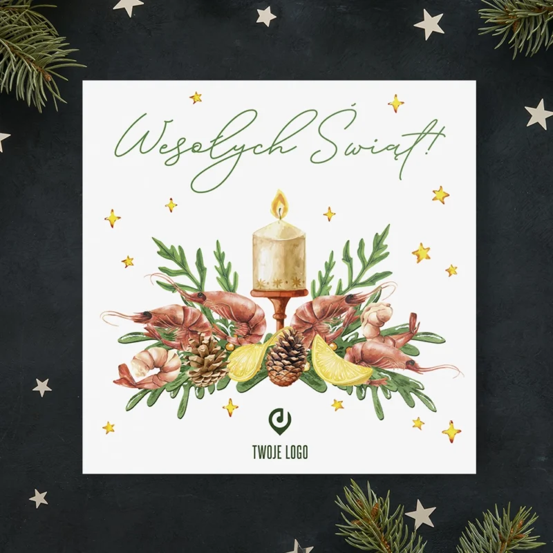 Kartka świąteczna OWOCE MORZA z Twoim logo