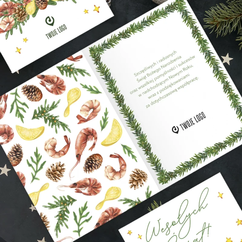 Kartka świąteczna OWOCE MORZA z Twoim logo