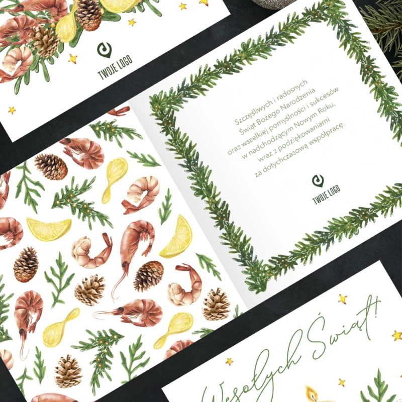 Kartka świąteczna OWOCE MORZA z Twoim logo