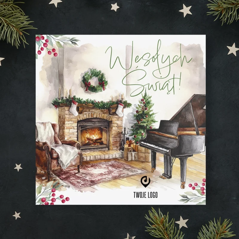 Kartka świąteczna MAGIA KOMINKA z Twoim logo
