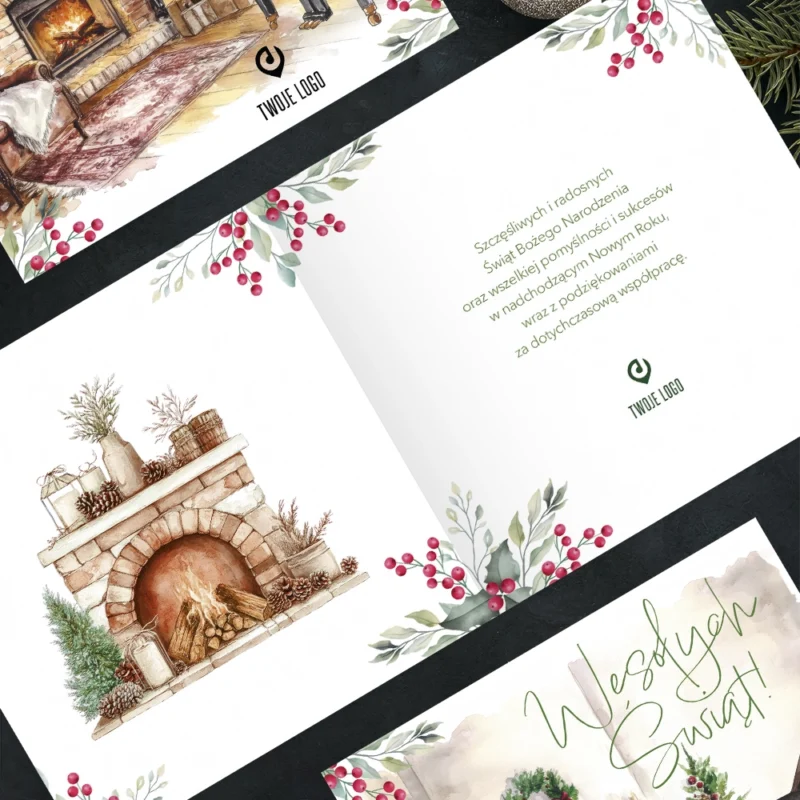 Kartka świąteczna MAGIA KOMINKA z Twoim logo