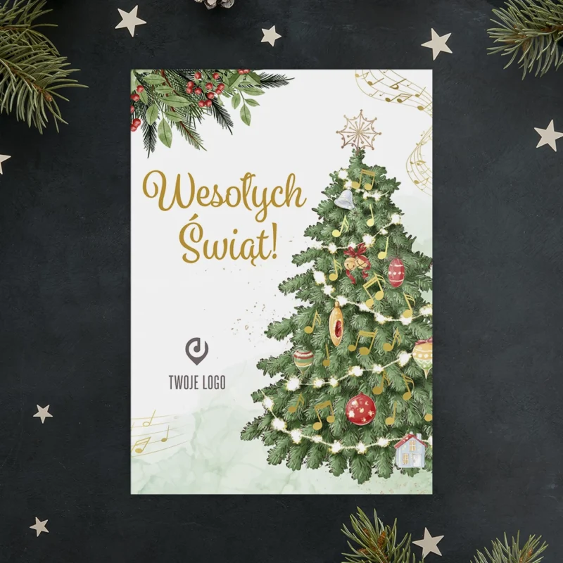 Kartka świąteczna ŚWIĄTECZNA MELODIA z Twoim logo