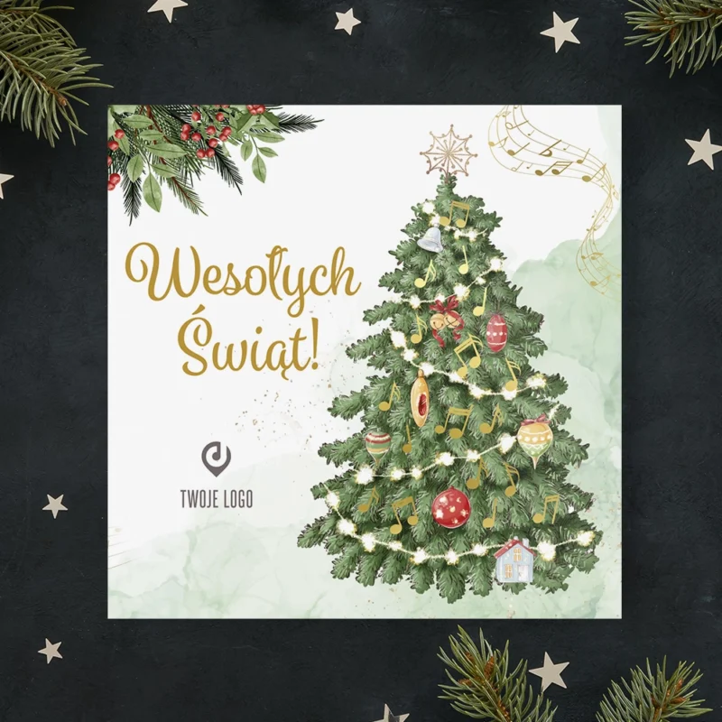 Kartka świąteczna ŚWIĄTECZNA MELODIA z Twoim logo