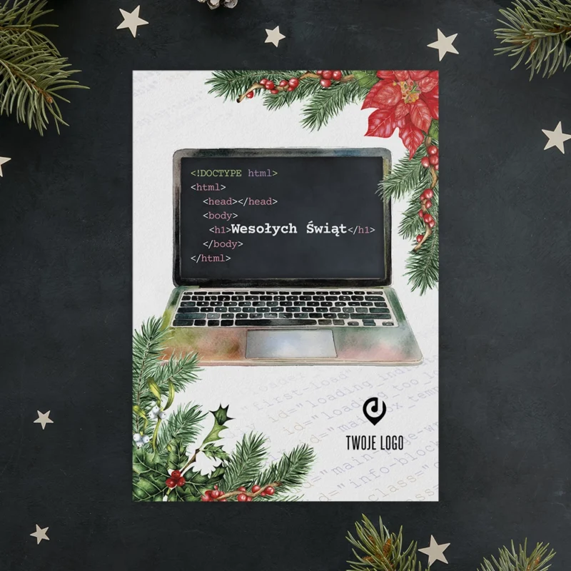 Kartka świąteczna ŚWIĄTECZNY KOD z Twoim logo