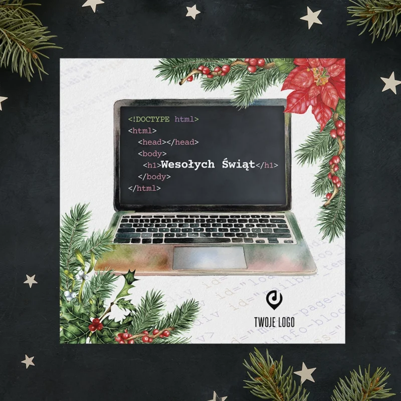 Kartka świąteczna ŚWIĄTECZNY KOD z Twoim logo