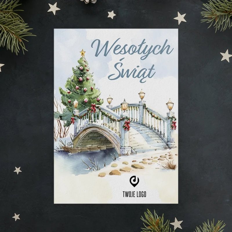 Kartka świąteczna ZIMOWY MOST z Twoim logo