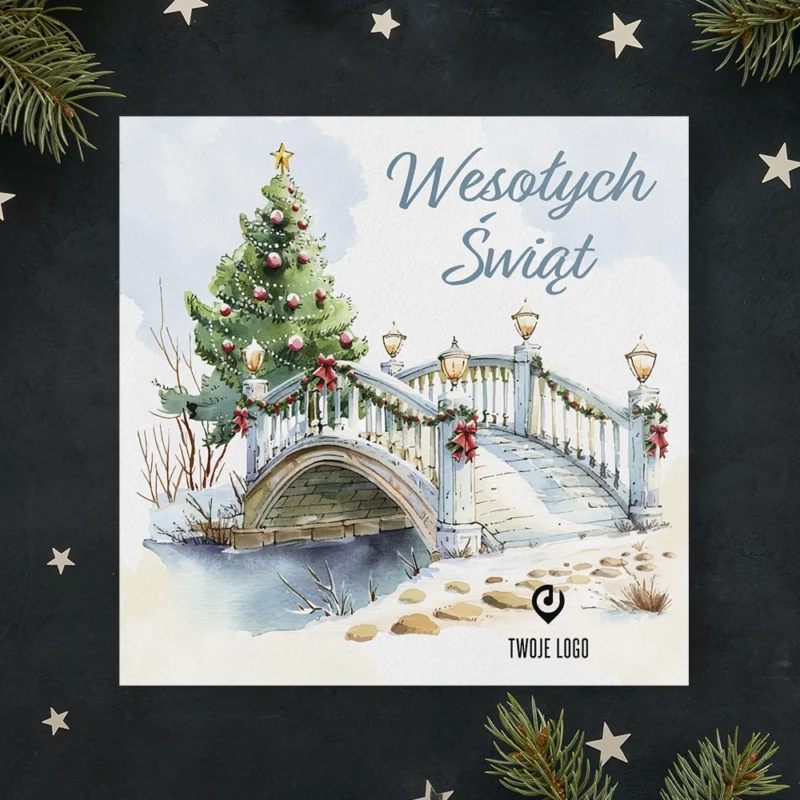 Kartka świąteczna ZIMOWY MOST z Twoim logo