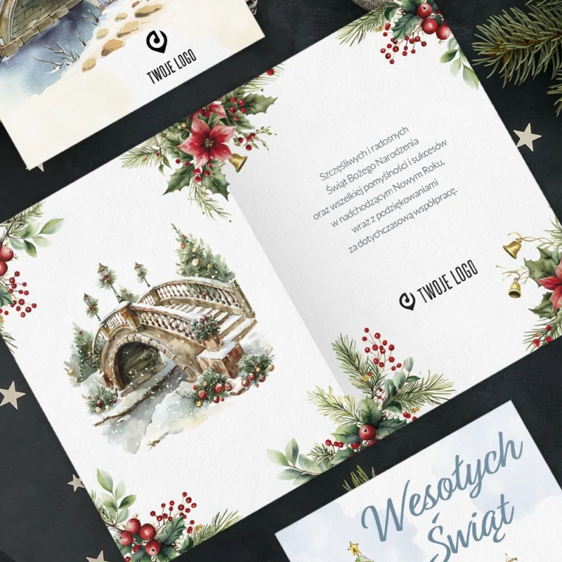 Kartka świąteczna ZIMOWY MOST z Twoim logo