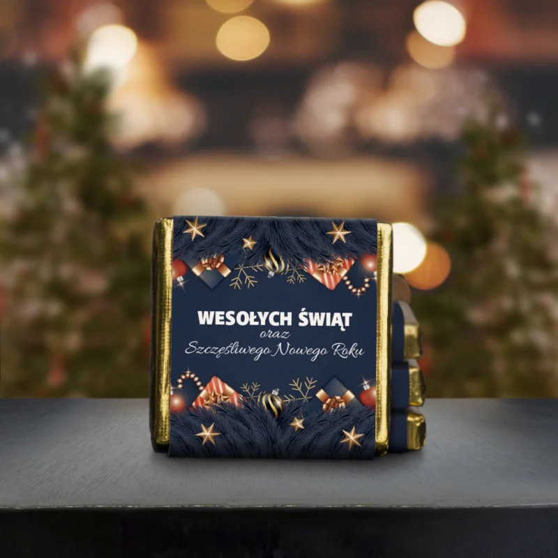 Świąteczne czekoladki z logo dla firm GRANATOWY SZYK