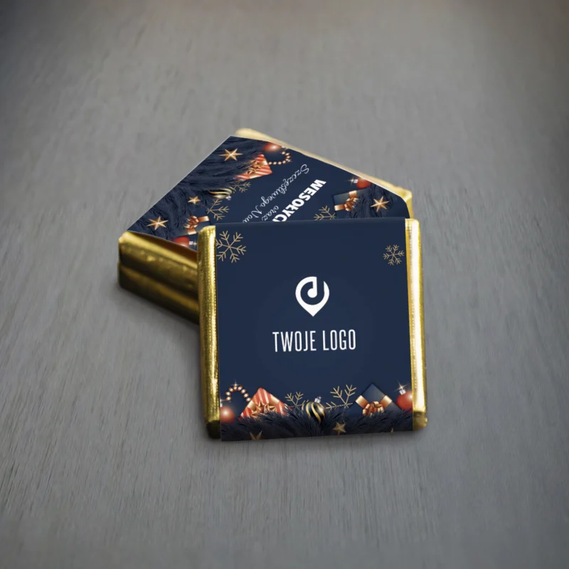 Świąteczne czekoladki z logo dla firm GRANATOWY SZYK