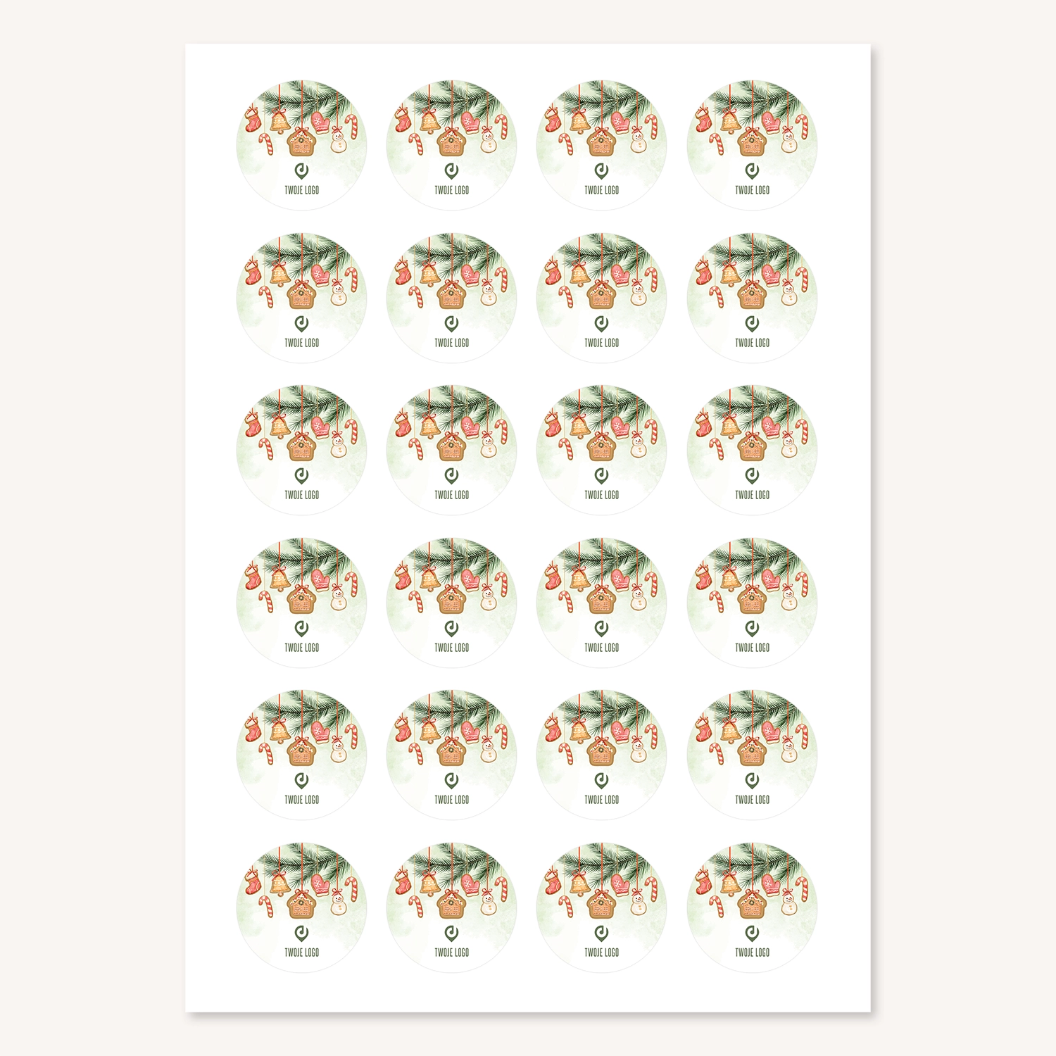 Świąteczne naklejki z logo SŁODKIE PIERNICZKI