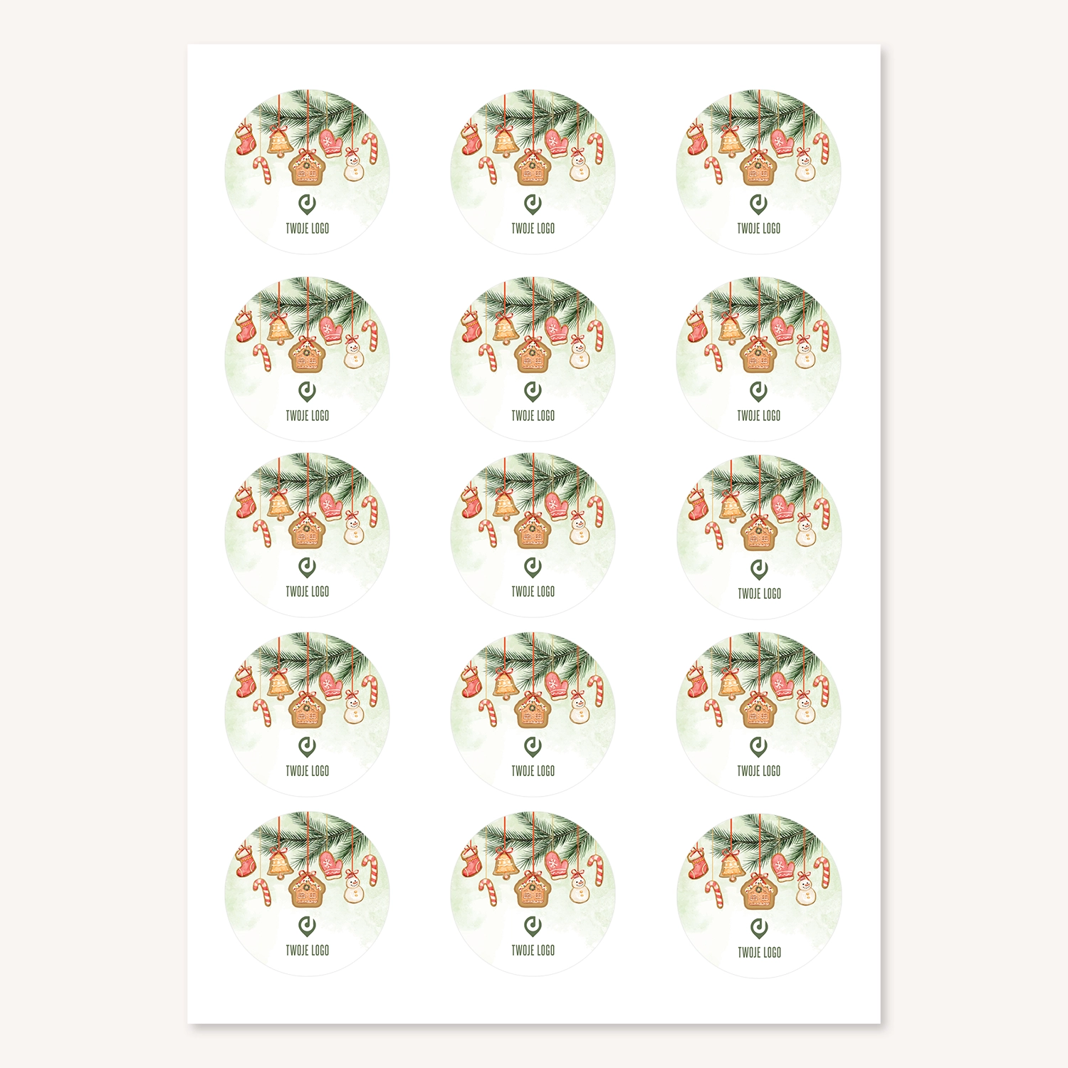 Świąteczne naklejki z logo SŁODKIE PIERNICZKI