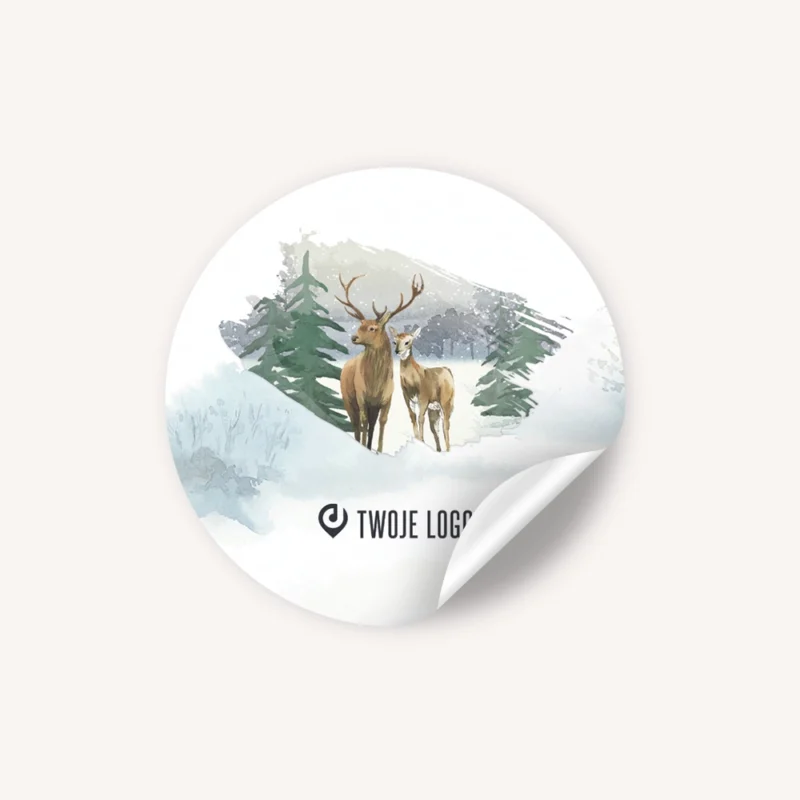 Świąteczne naklejki z logo ŚNIEŻNE JELONKI