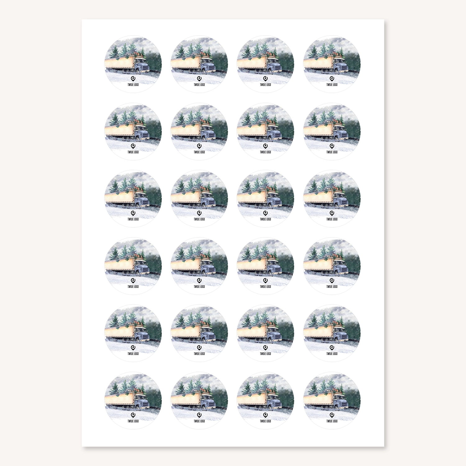 Świąteczne naklejki z logo ŚWIĄTECZNA CIĘŻARÓWKA