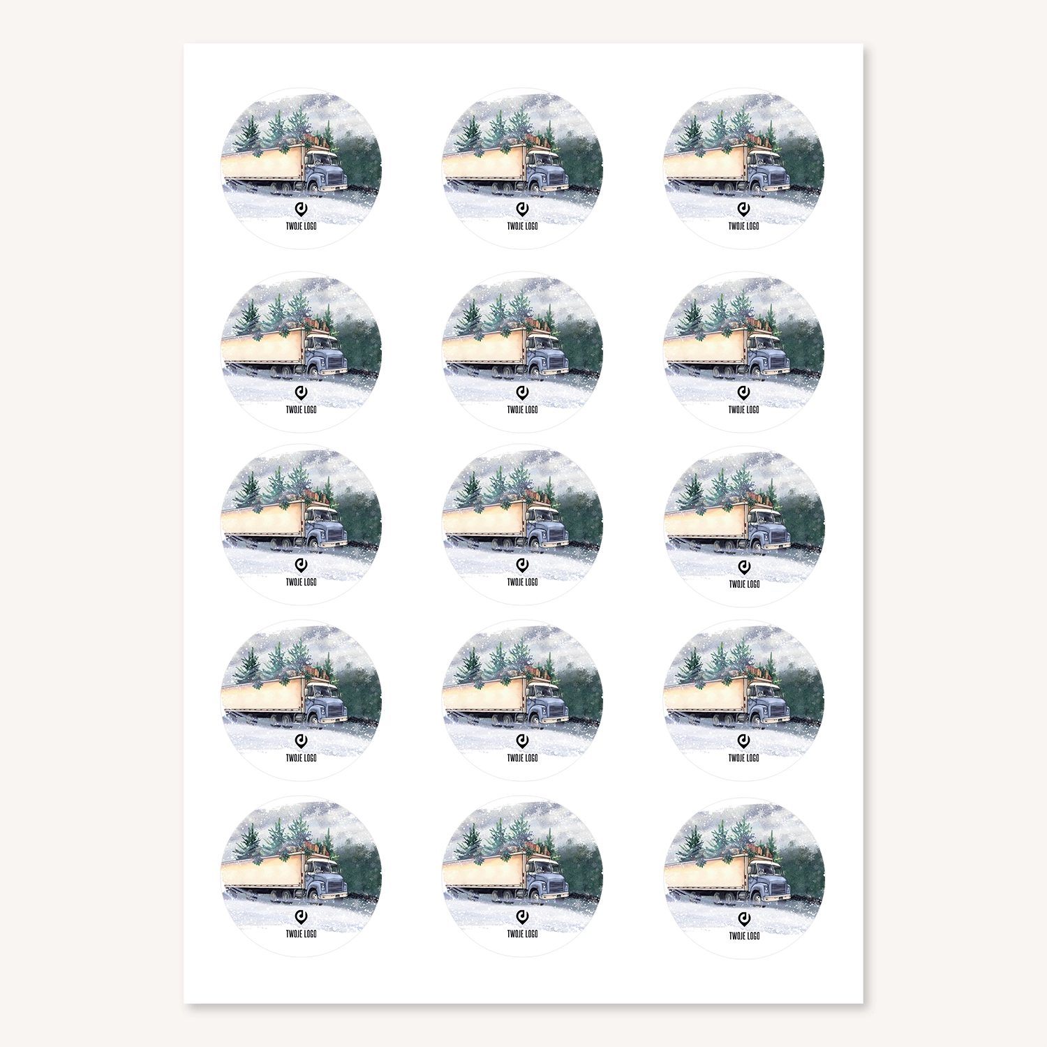 Świąteczne naklejki z logo ŚWIĄTECZNA CIĘŻARÓWKA