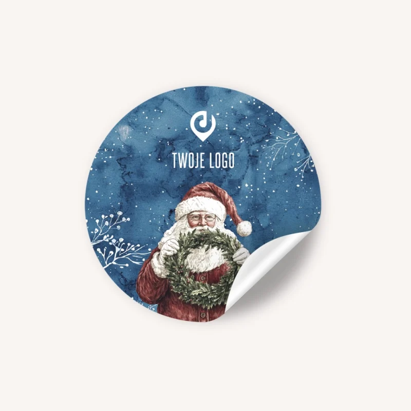 Świąteczne naklejki z logo ZIMOWY MIKOŁAJ