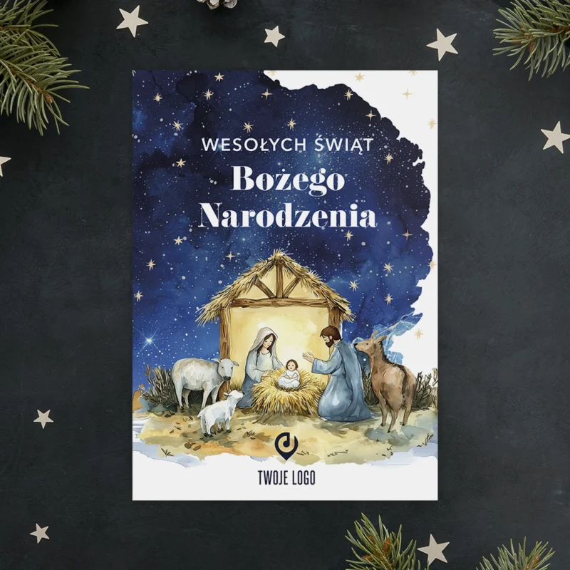 Kartka świąteczna NARODZINY W BETLEJEM z Twoim logo
