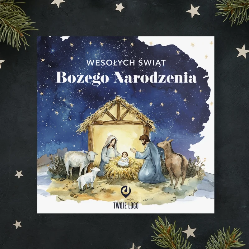 Kartka świąteczna NARODZINY W BETLEJEM z Twoim logo