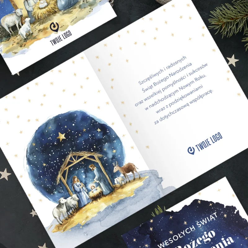 Kartka świąteczna NARODZINY W BETLEJEM z Twoim logo