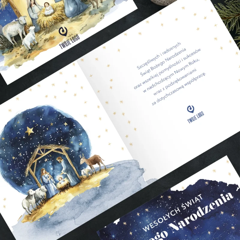 Kartka świąteczna NARODZINY W BETLEJEM z Twoim logo
