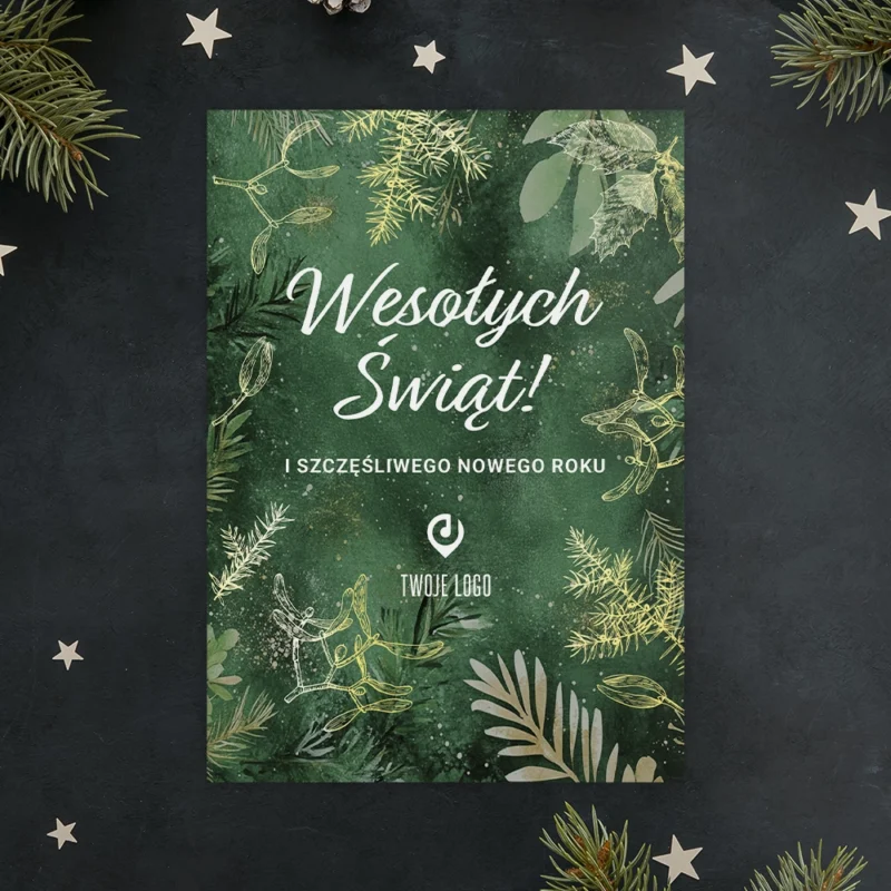 Kartka świąteczna SZLACHETNA ZIELEŃ z Twoim logo