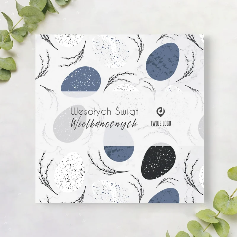 Kartka wielkanocna SZARA ELEGANCJA z Twoim logo