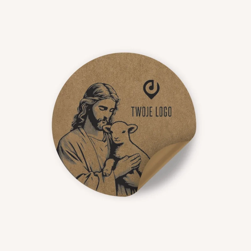 Wielkanocne naklejki z logo JEZUS Z BARANKIEM ECO