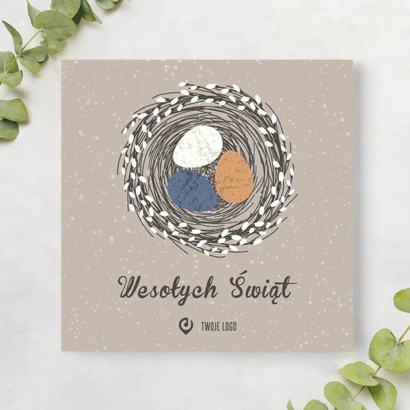 Kartka wielkanocna TRZY PISANKI z Twoim logo