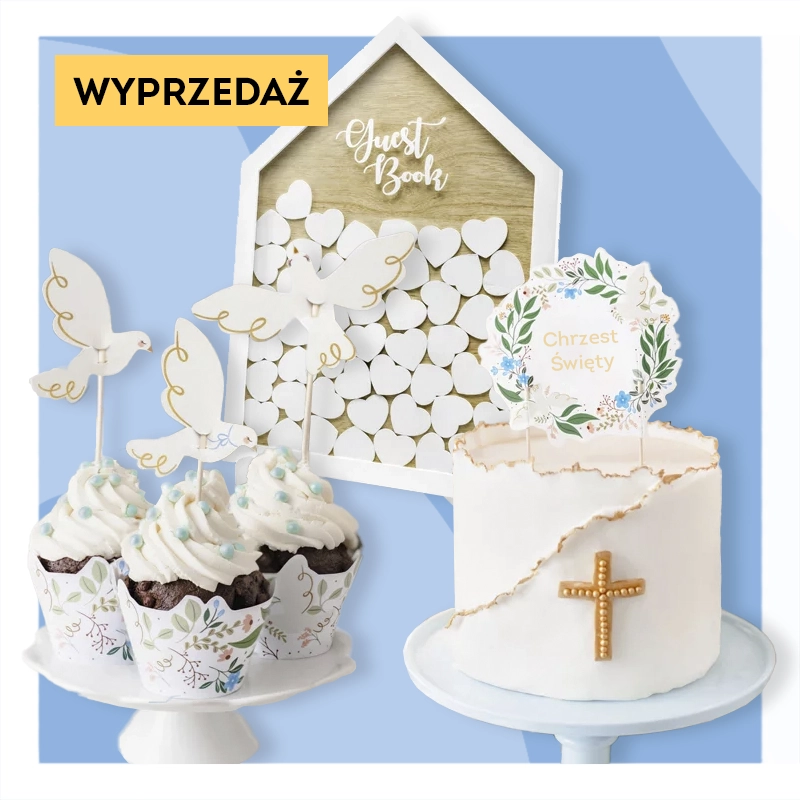 Baner dekoracje stolu na chrzest sale