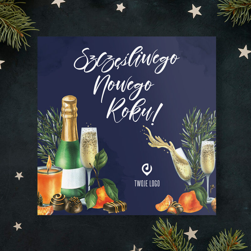 Kartka świąteczna SZAMPAŃSKA NOC z Twoim logo