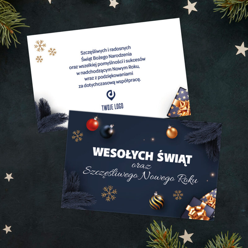 Firmowe bileciki świąteczne GRANATOWY SZYK
