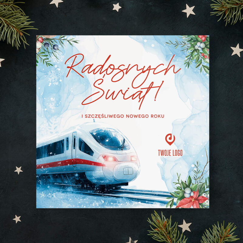 Kartka świąteczna ZIMOWY EKSPRES z Twoim logo